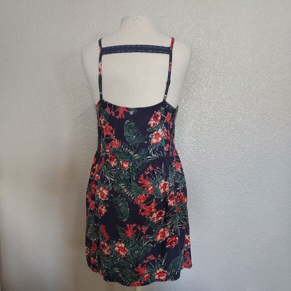 Roxy Navy Tropical Floral Print Tank Dress Size L - Picture 9 of 15